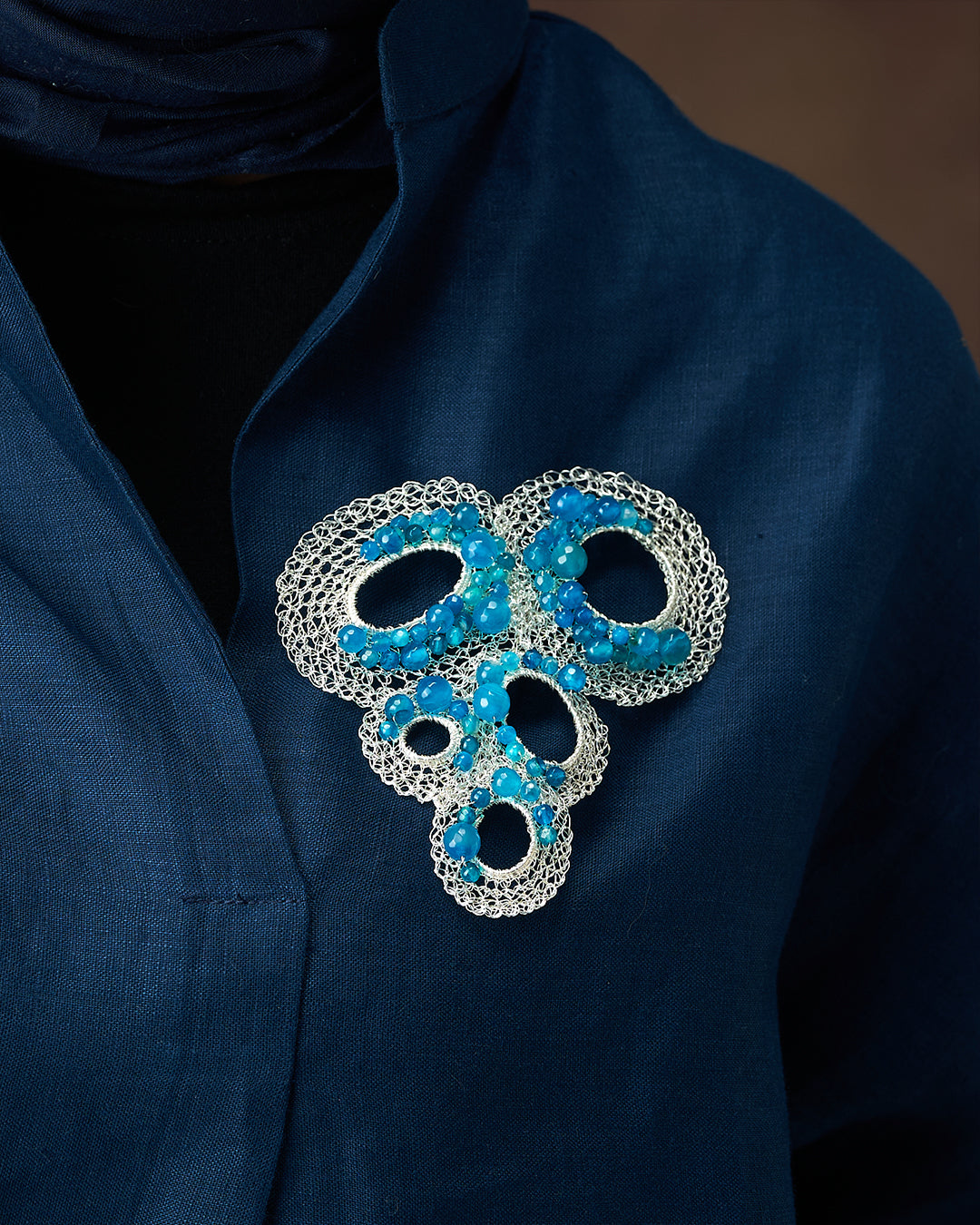 Gayatri Brooch Blue Silver