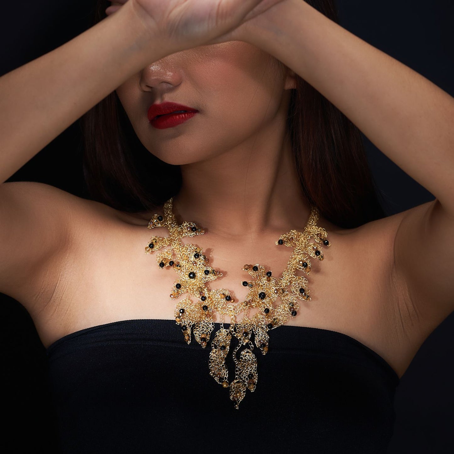 Wave leaves tiger eye gold