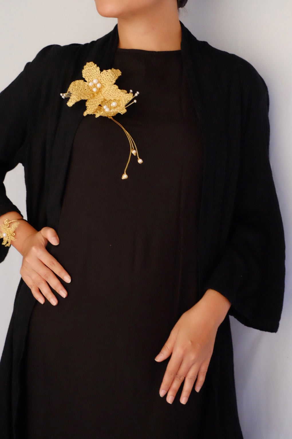 FRANGIPANI NECKLACE GOLD PEARL