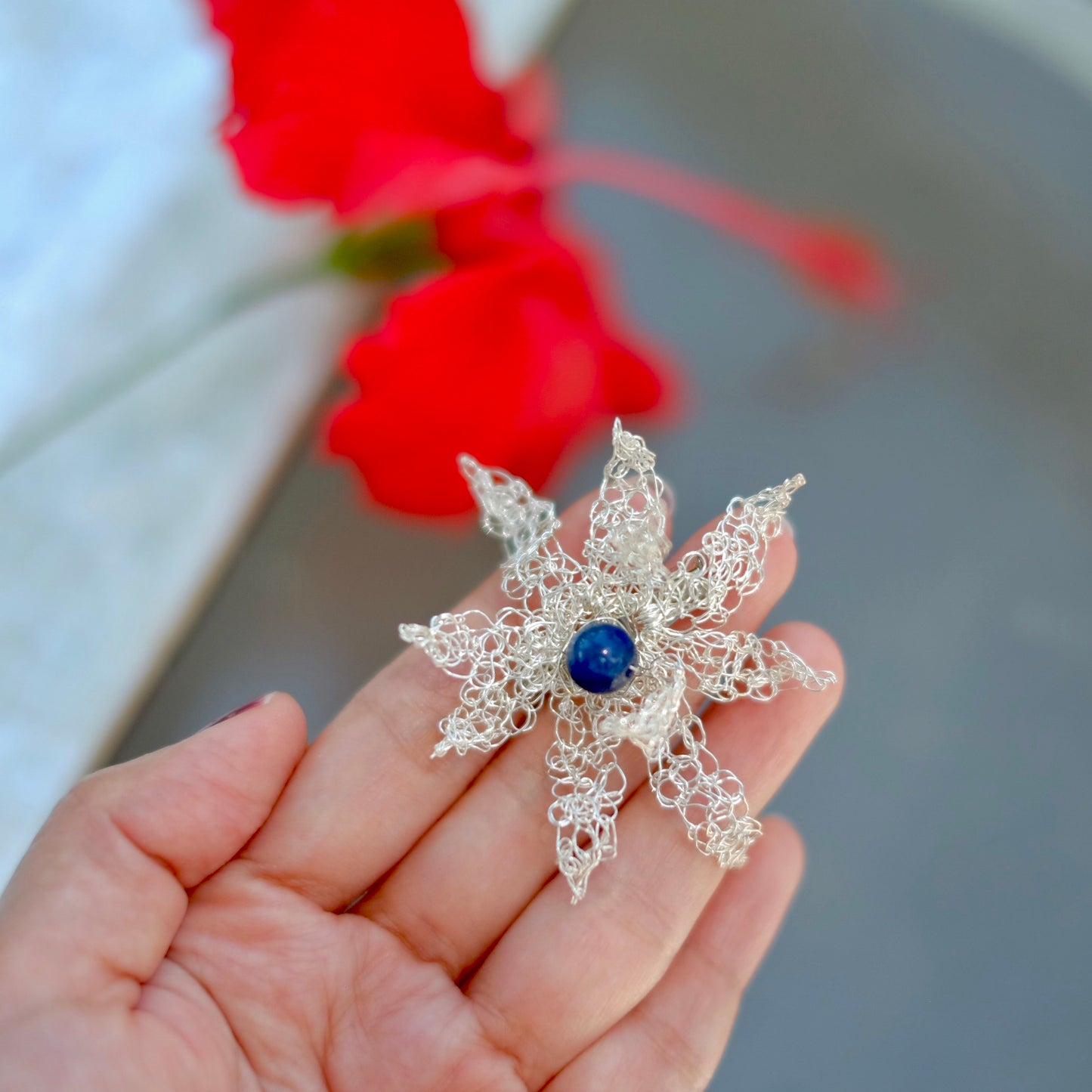 CANANGA BROOCH BLUE SILVER