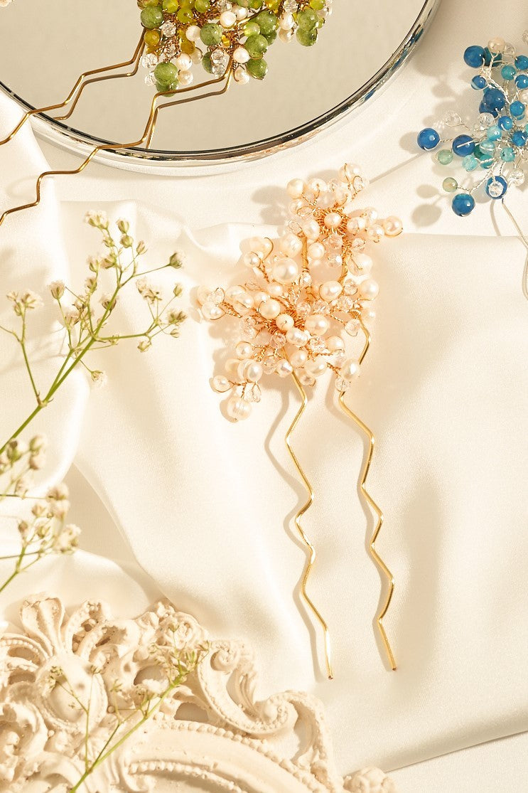 Baby breath hairpin pearl gold