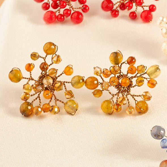 Baby breath studded earring brown GM