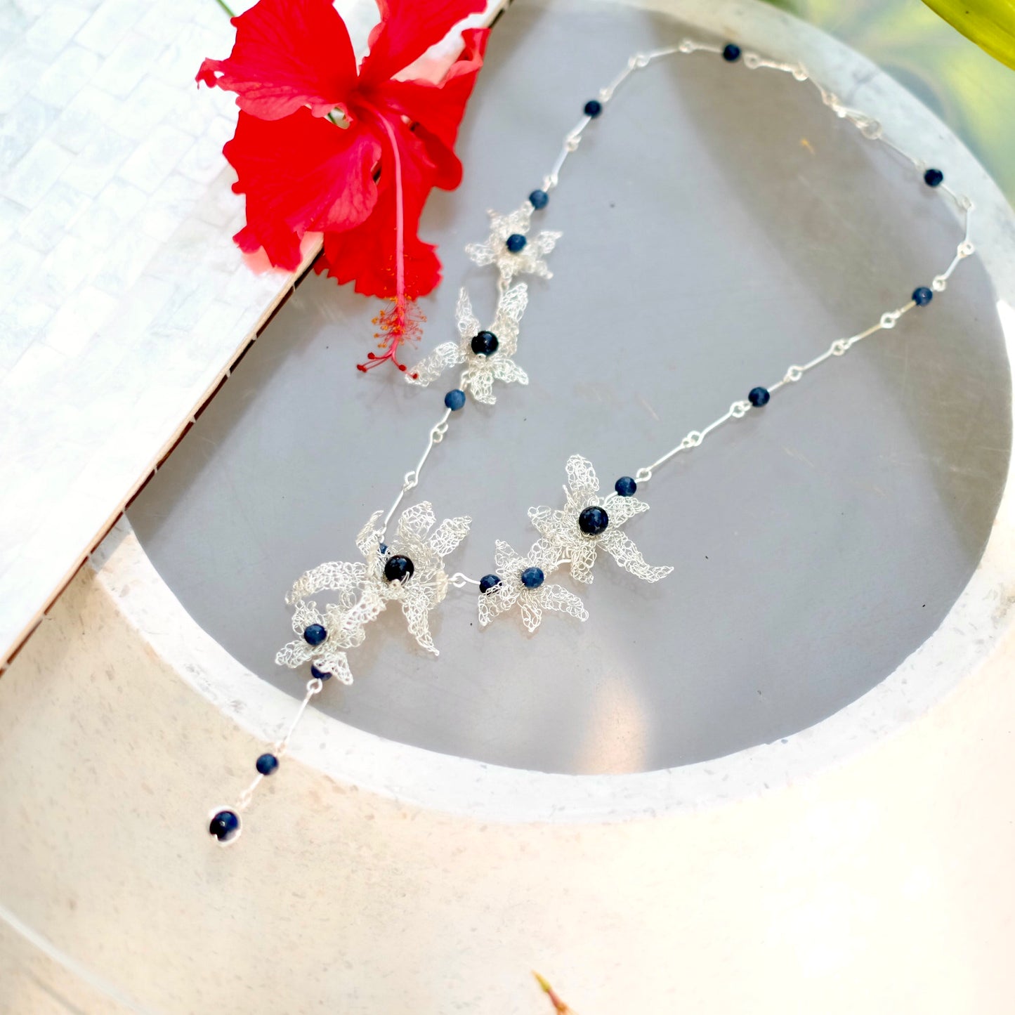 CANANGA NECKLACE BLUE SILVER
