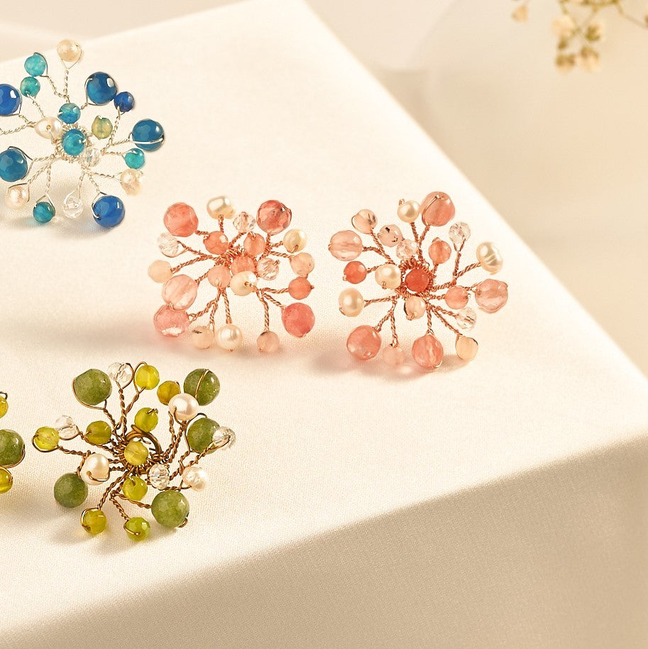 Baby breath studded earring pink RG
