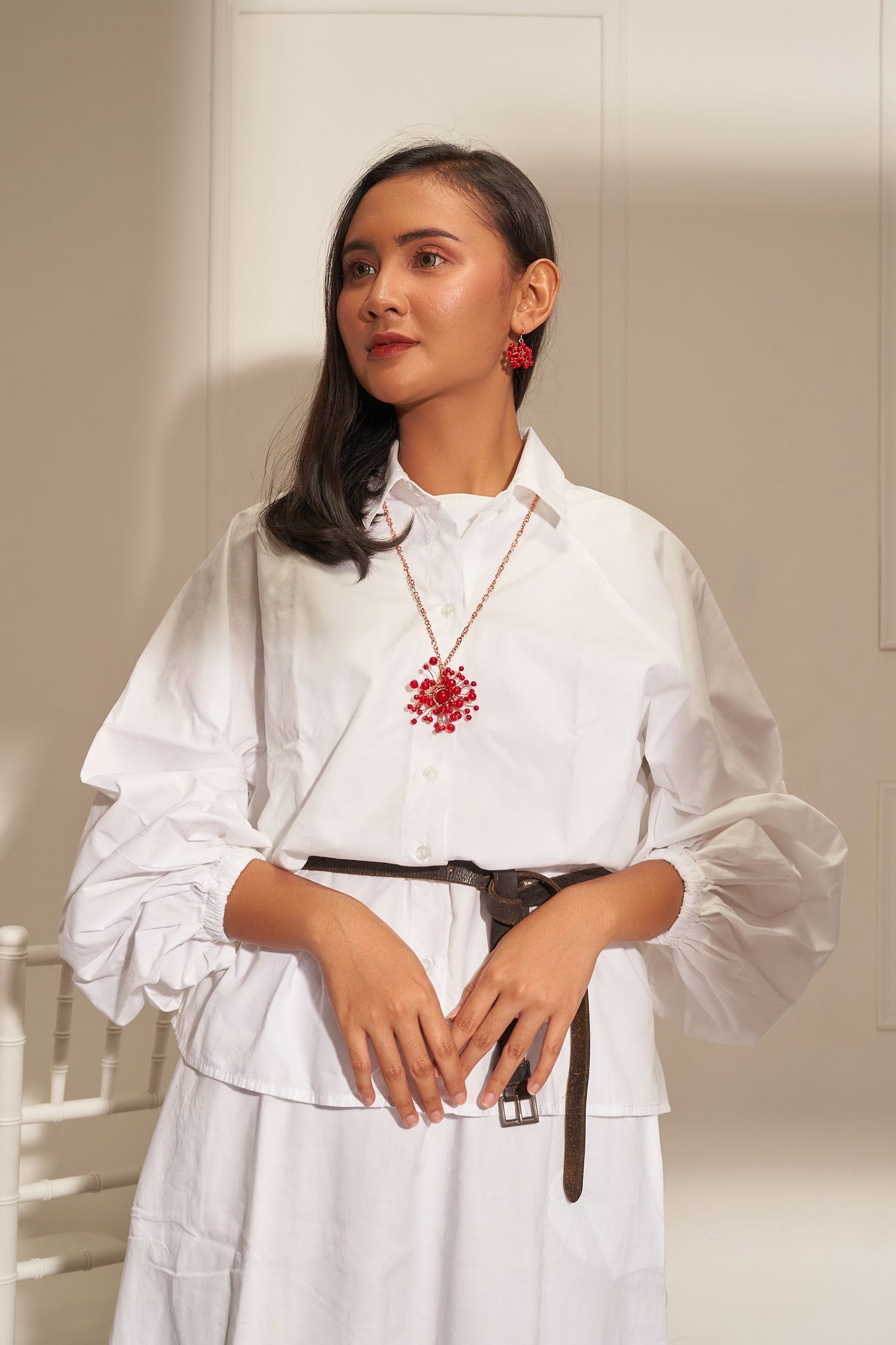 Baby breath pendant necklace red RG