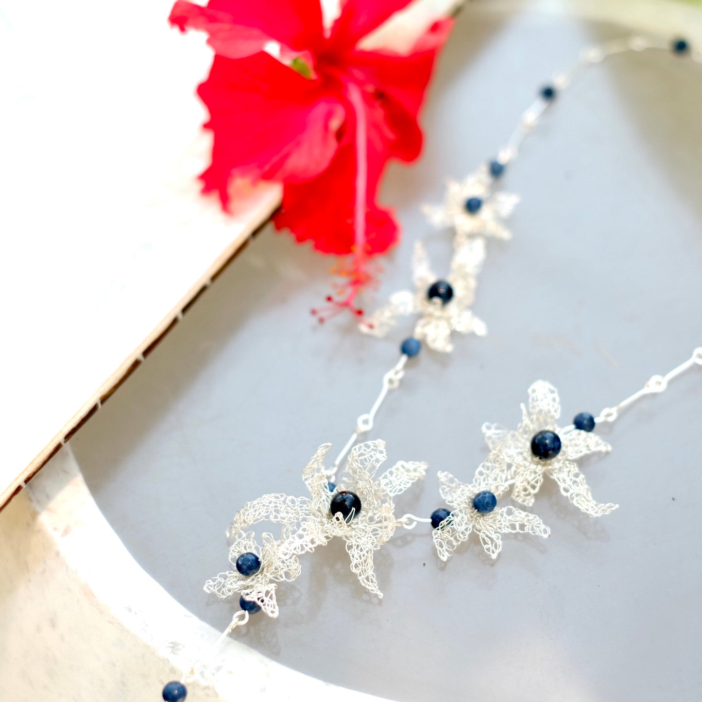 CANANGA NECKLACE BLUE SILVER