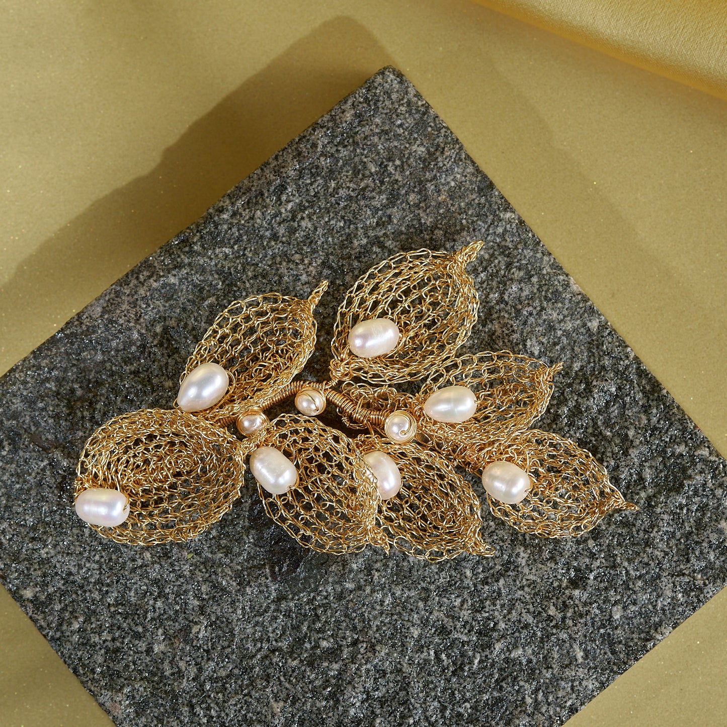 Gold Iris Brooch