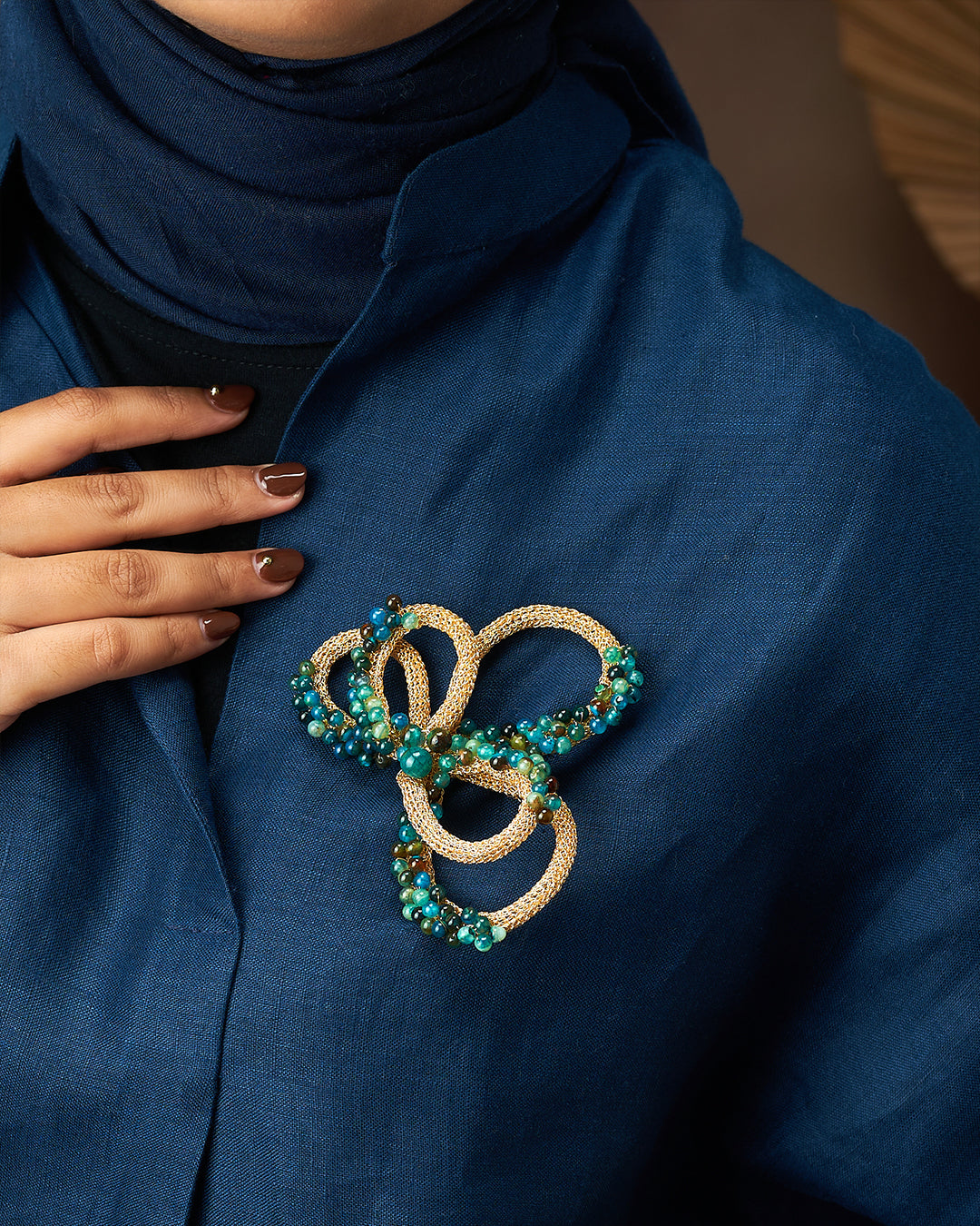 Cempaka Gold Agate Brooch