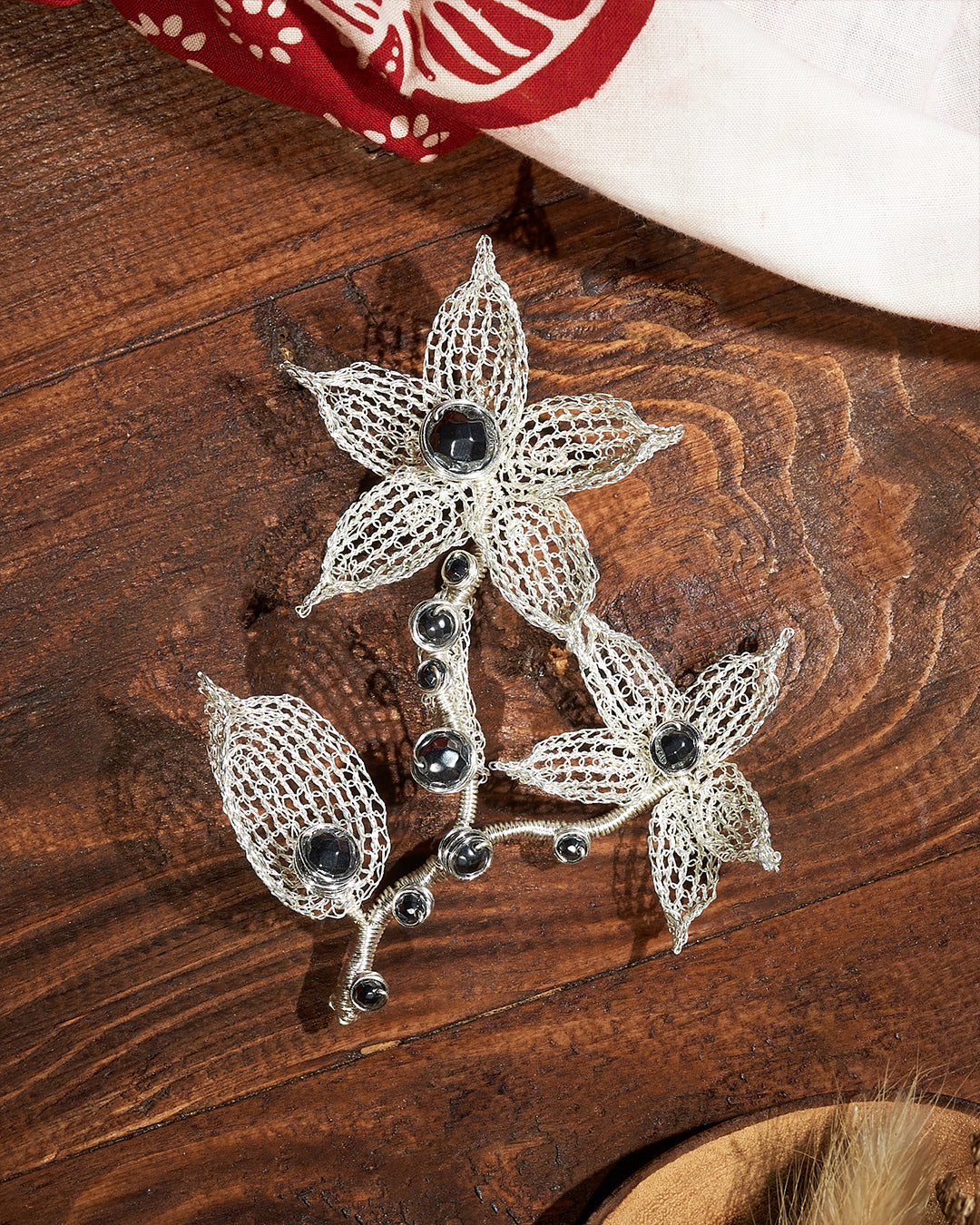 Lakshmi Silver Brooch