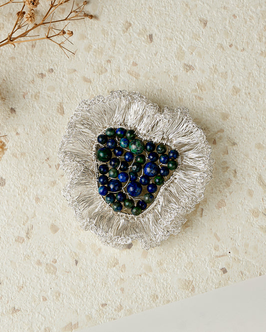 Dreamy Zinnia Brooch Chrysocolla Silver