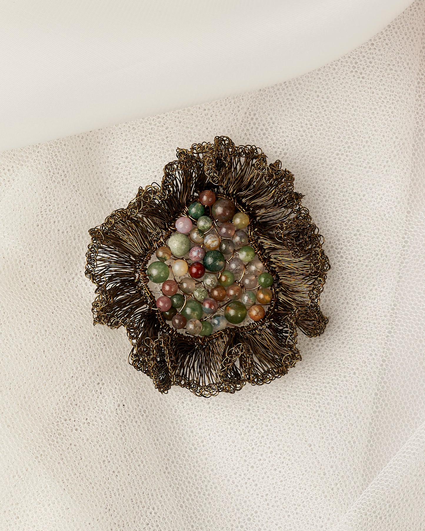 Dreamy Zinnia Brooch Green India GM