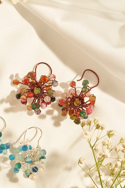 Baby breath dangling earrings colorful BW