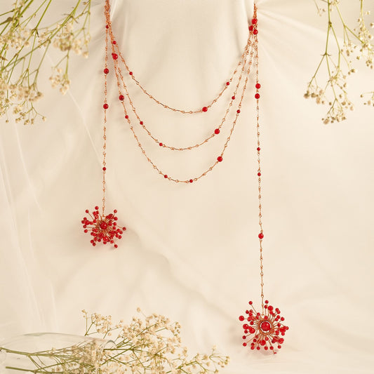 Baby breath multilayer necklace red RG