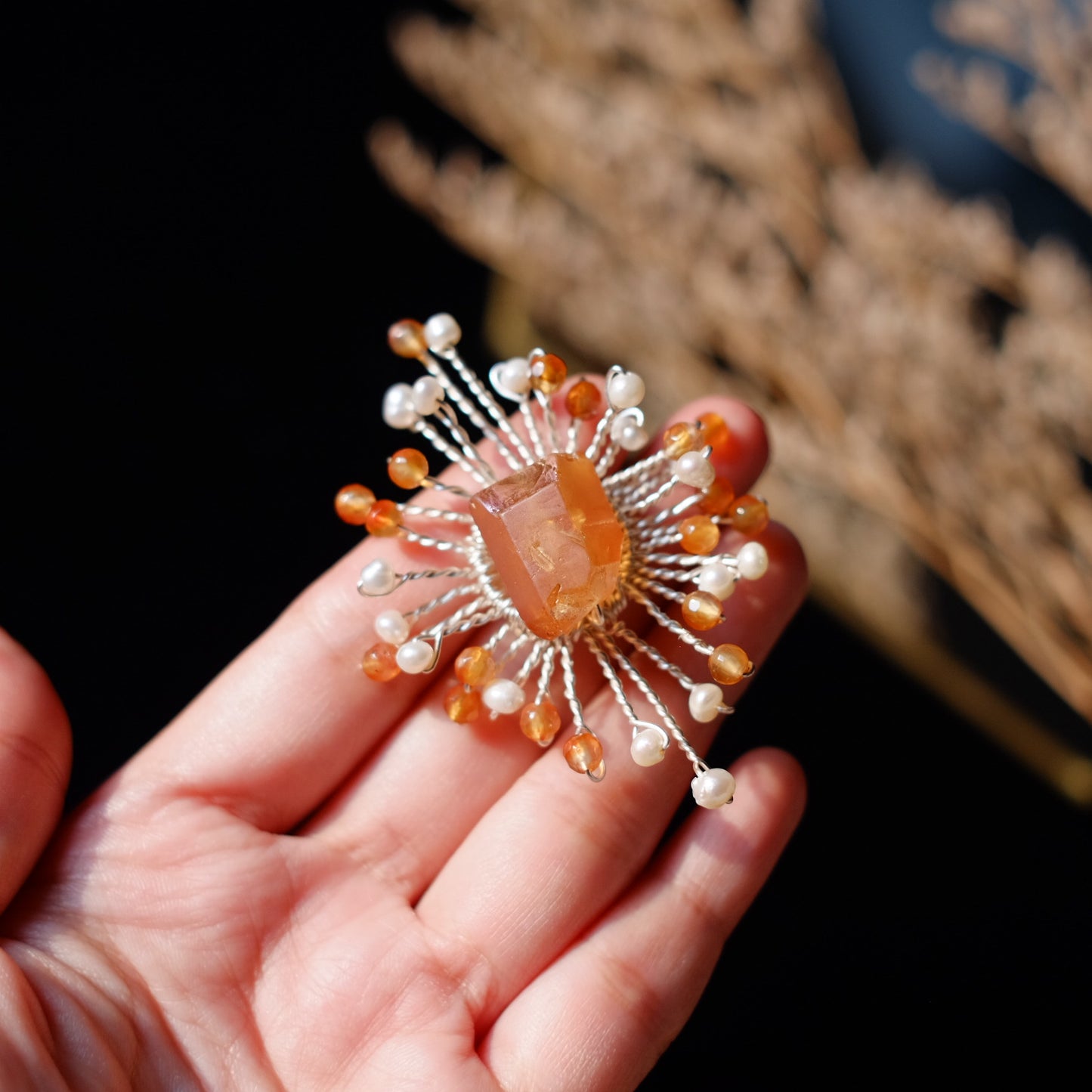 BROOCH MATAHARI ORANGE CRYSTAL