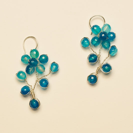 FLOWERS EARRING BLUE SILVER