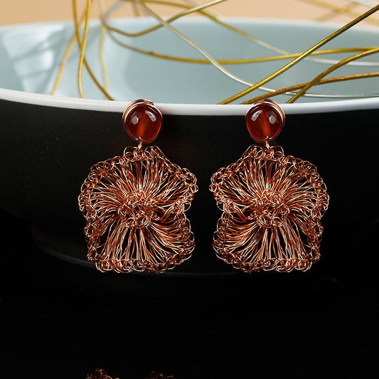 Wave studded earring brown RG