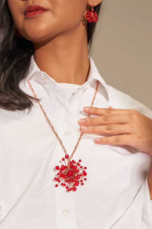 Baby breath pendant necklace red RG