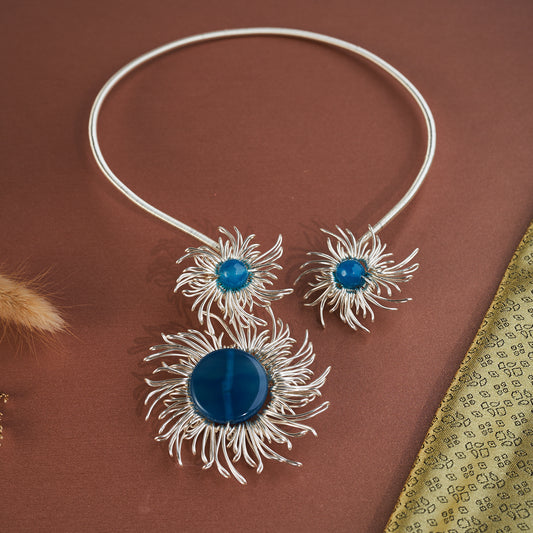 Mata Uroe Choker Blue Silver