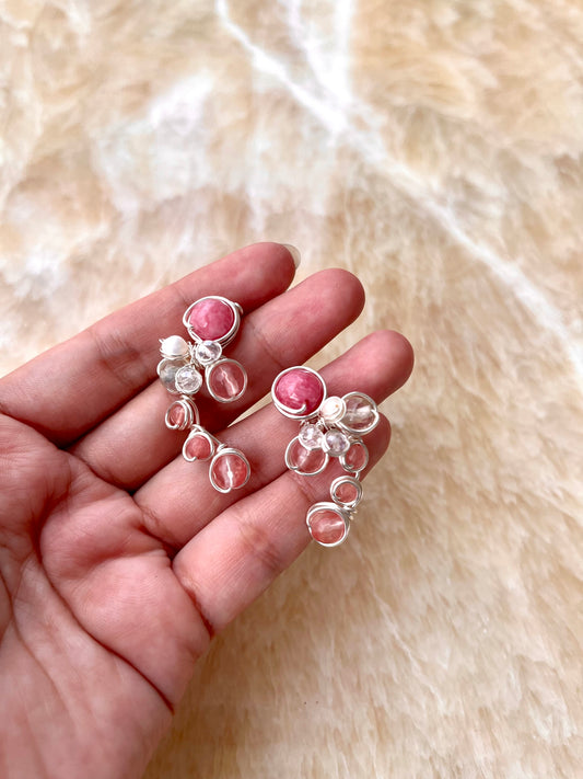 SPARKLING KLADIA EARRINGS PINK CHERRY SILVER