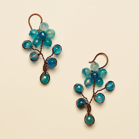 FLOWERS EARRING BLUE BW