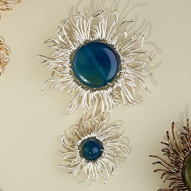 Mata Uroe blue silver brooch