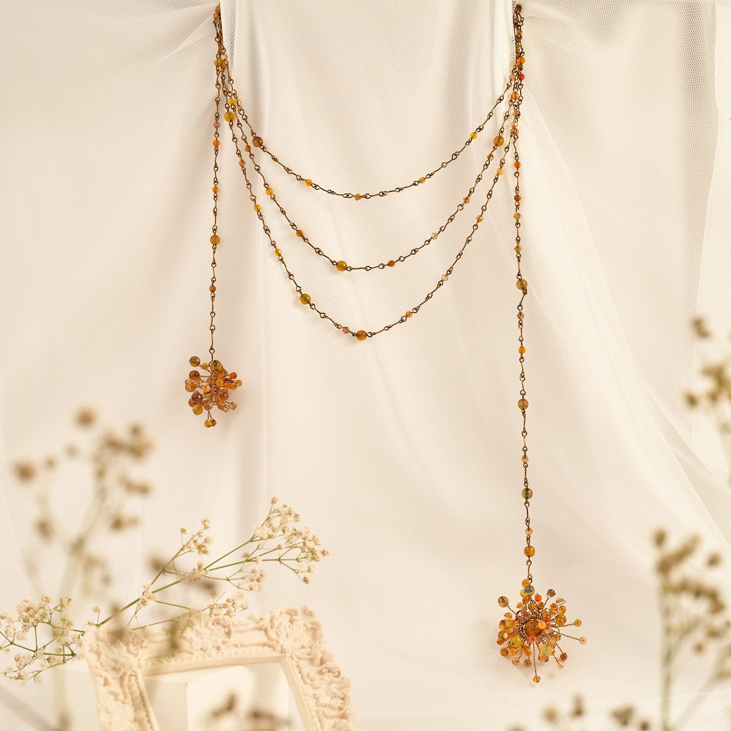 Baby breath multilayer necklace brown GM