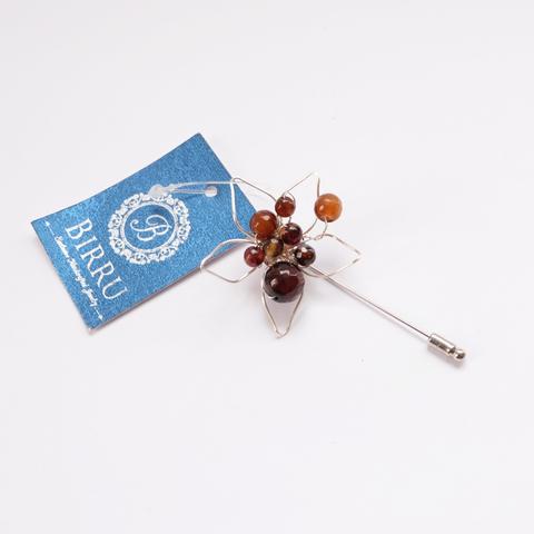 Brooch Pin - Brown Stones